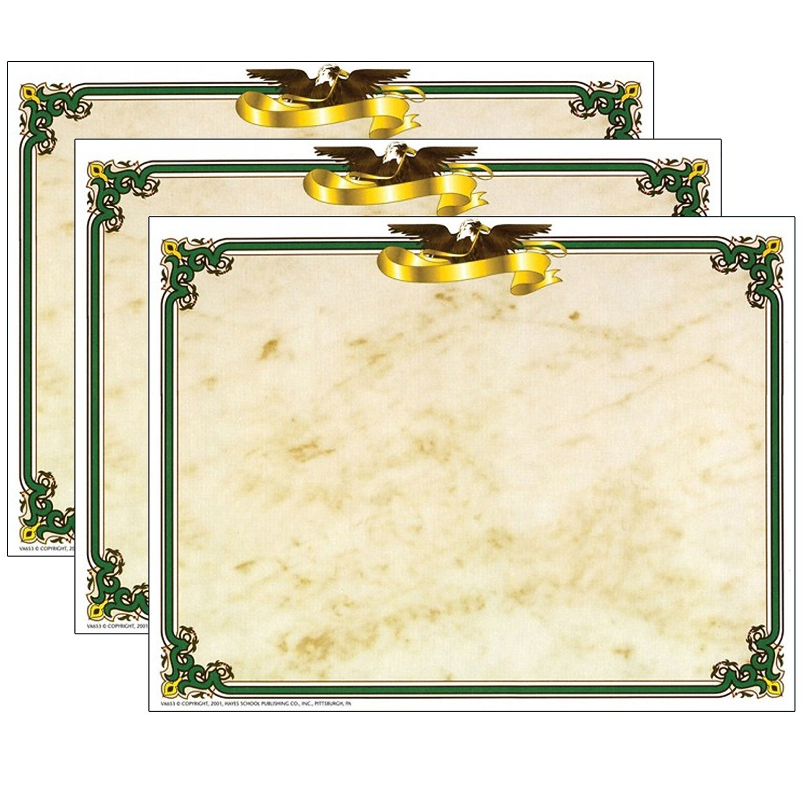 Hayes Publishing Eagle Border Certificate, 8.5" x 11", 50 Per Pack, 3 Packs (H-VA653-3)