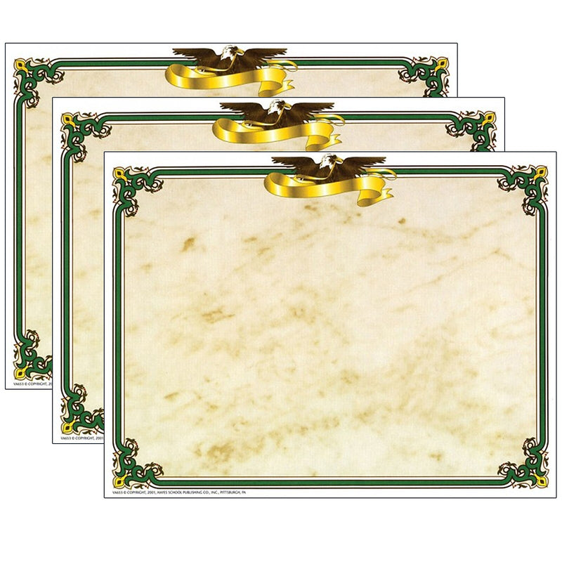Hayes Publishing Eagle Border Certificate, 8.5" x 11", 50 Per Pack, 3 Packs (H-VA653-3)
