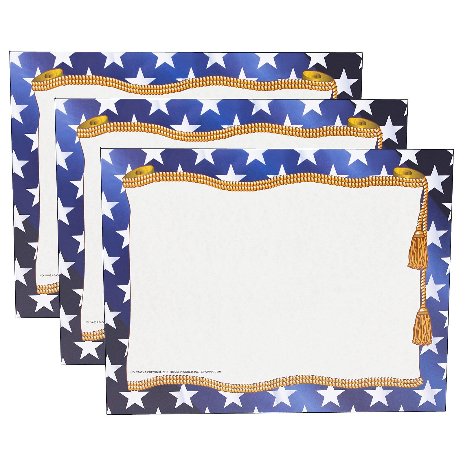 Hayes Publishing Stars Border Certificate, 8.5" x 11", 50 Per Pack, 3 Packs (H-VA655-3)