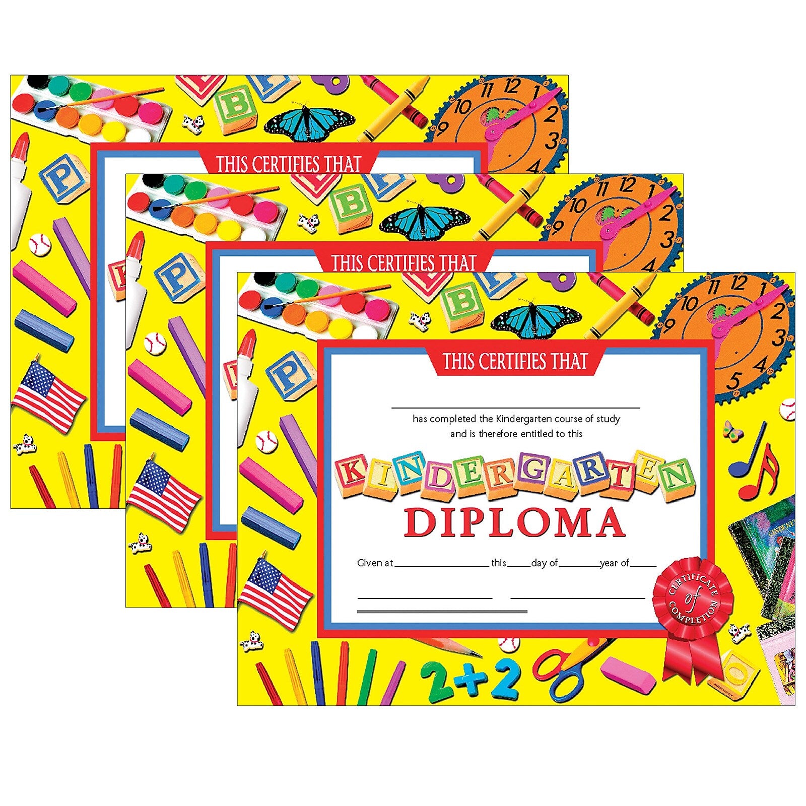 Hayes Publishing Kindergarten Diploma, 8.5" x 11", 30 Per Pack, 3 Packs (H-VA703-3)