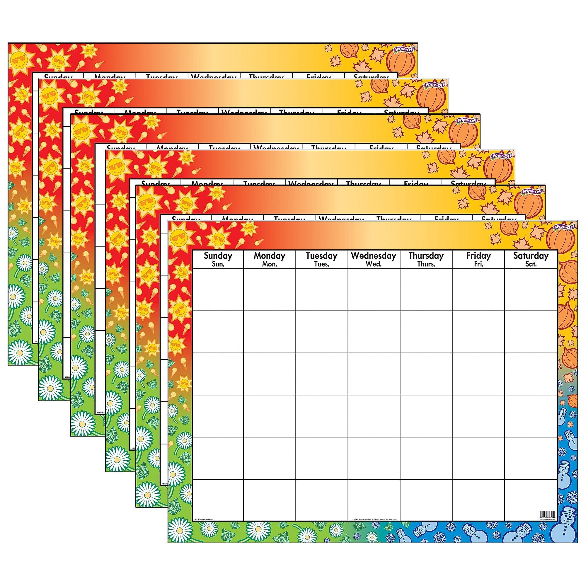 TREND Wipe-Off Calendar Chart, Pack of 6 (T-1170-6)