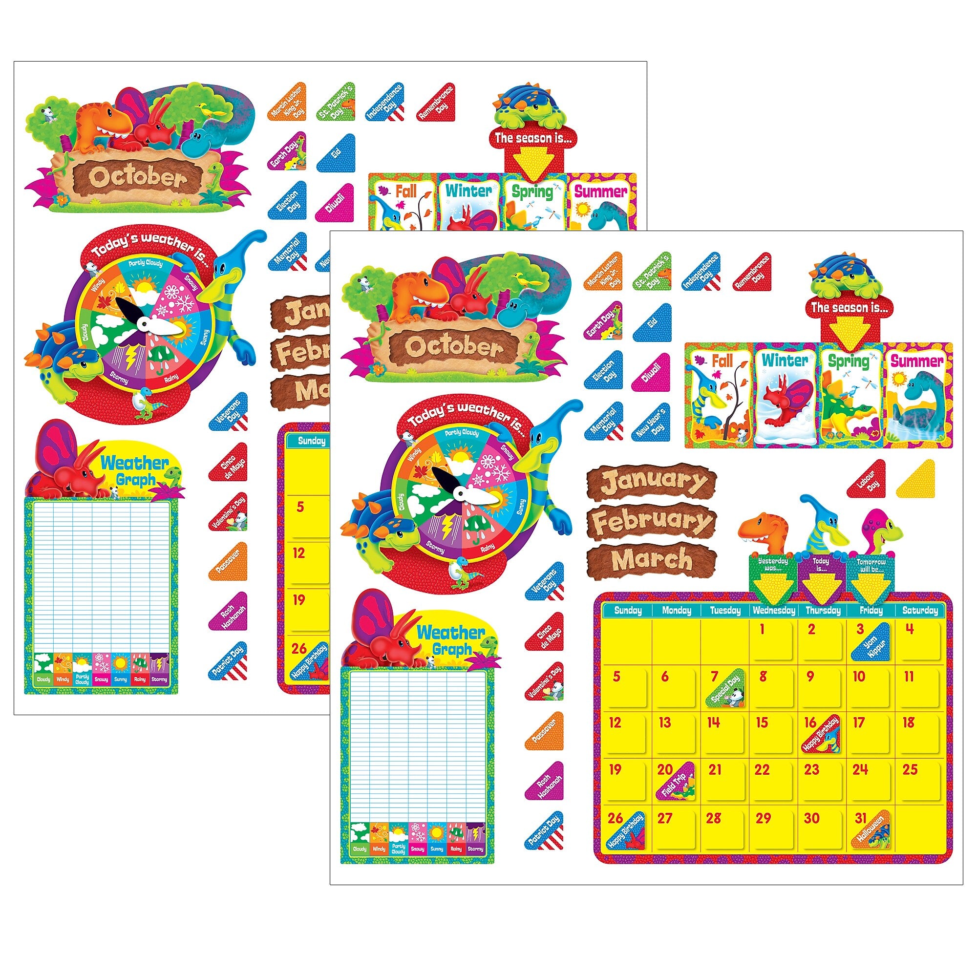TREND Dino-Mite Pals Calendar Bulletin Board Set, 2 Sets (T-8370-2)