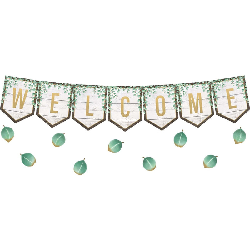 Teacher Created Resources® Eucalyptus Pennants Welcome Bulletin Board Set (TCR8472)