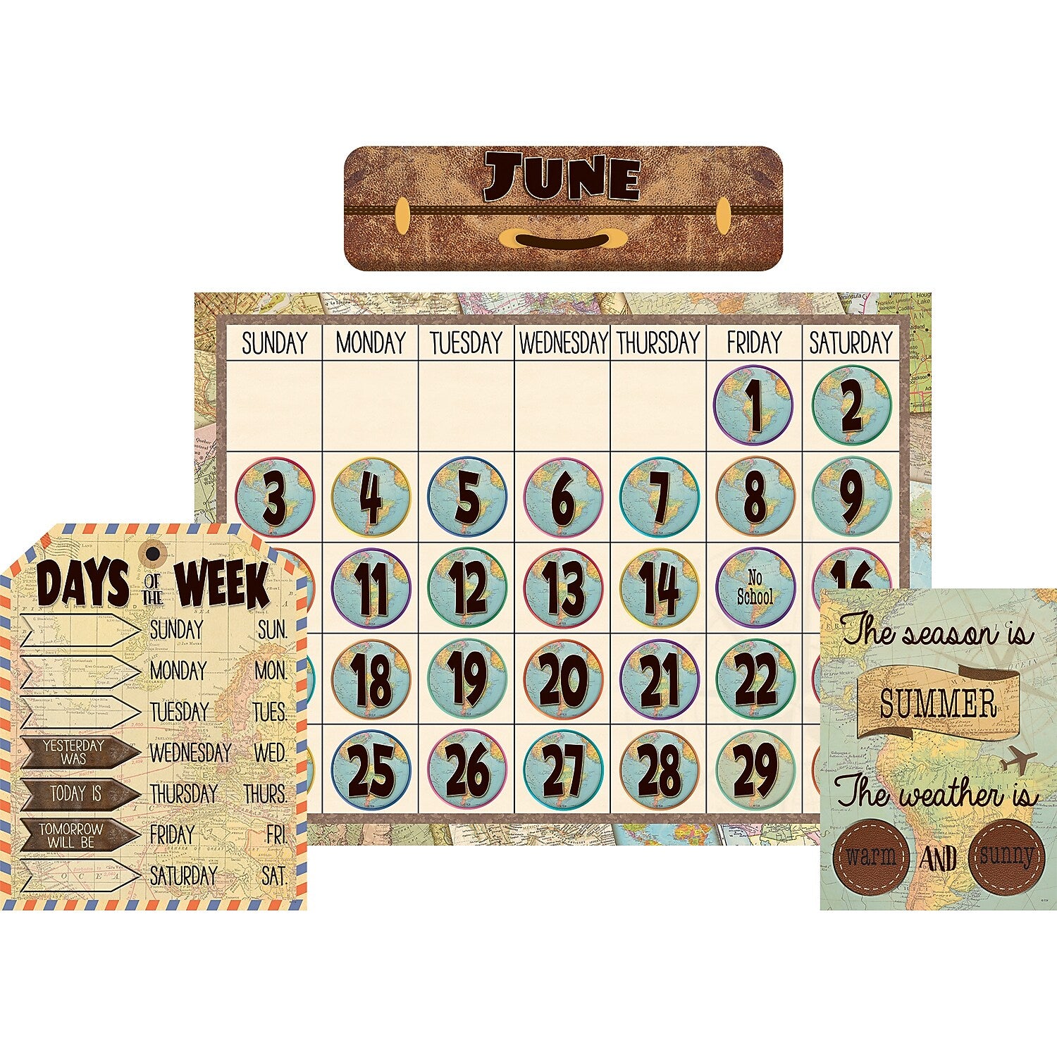 Teacher Created Resources Travel the Map Calendar Bulletin Board Set, 2 Sets (TCR8567-2)