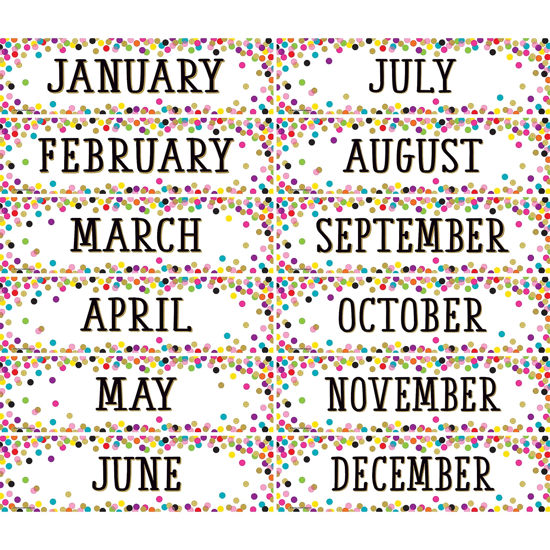 Teacher Created Resources Confetti Monthly Headliners, 12/Pack, 3 Packs (TCR8803-3)