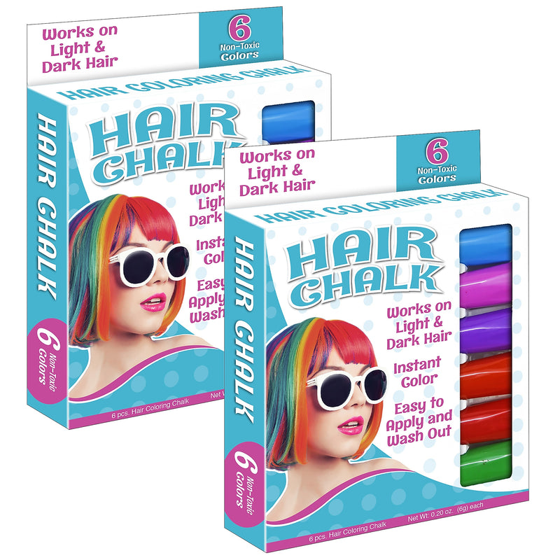 The Pencil Grip Hair Coloring Chalk, 6 Colors Per Pack, 2 Packs (TPG682-2)