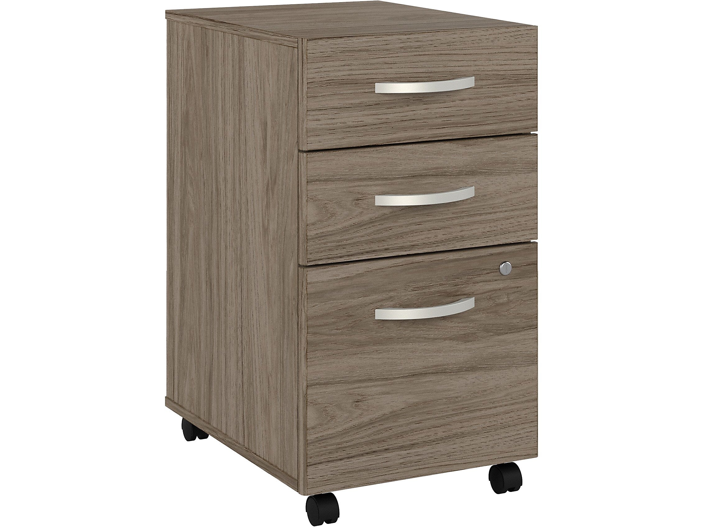 Bush Business Furniture Hybrid 3-Drawer Mobile Vertical File Cabinet, Letter/Legal Size, Lockable, Modern Hickory (HYF216MHSU-Z)