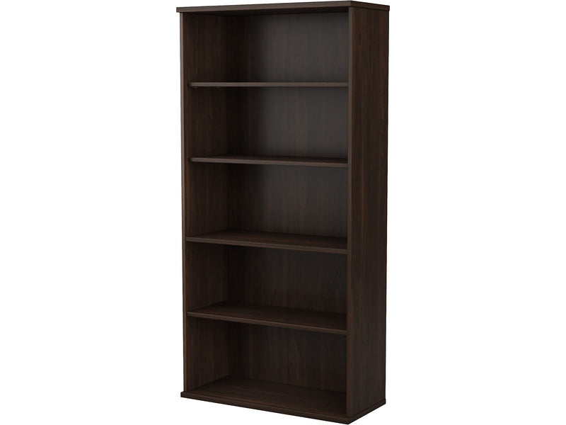 Bush Business Furniture Hybrid 73"H 5-Shelf Bookcase with Adjustable Shelves, Black Walnut Laminated Wood (HYB136BW-Z)