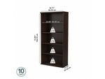 Bush Business Furniture Hybrid 73"H 5-Shelf Bookcase with Adjustable Shelves, Black Walnut Laminated Wood (HYB136BW-Z)