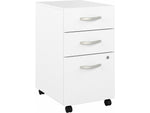 Bush Business Furniture Hybrid 3-Drawer Mobile Vertical File Cabinet, Letter/Legal Size, Lockable, White (HYF216WHSU-Z)