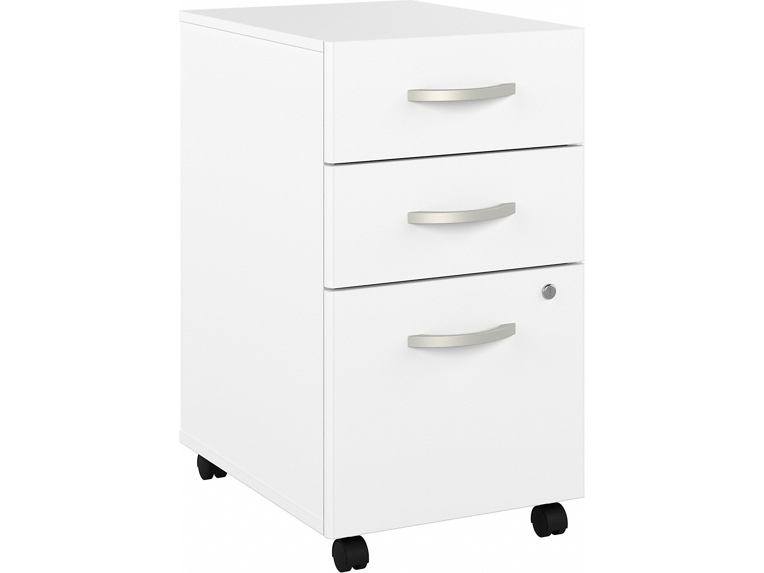Bush Business Furniture Hybrid 3-Drawer Mobile Vertical File Cabinet, Letter/Legal Size, Lockable, White (HYF216WHSU-Z)