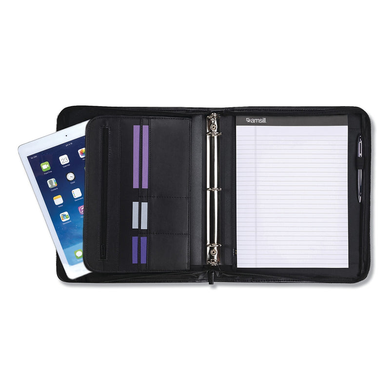 Samsill Professional Faux Leather Portfolio Case with Zipper Closure, Black (SAM15650)