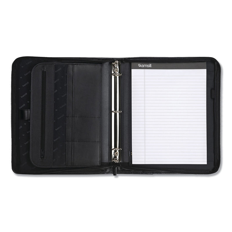 Samsill Professional Faux Leather Portfolio Case with Zipper Closure, Black (SAM15650)