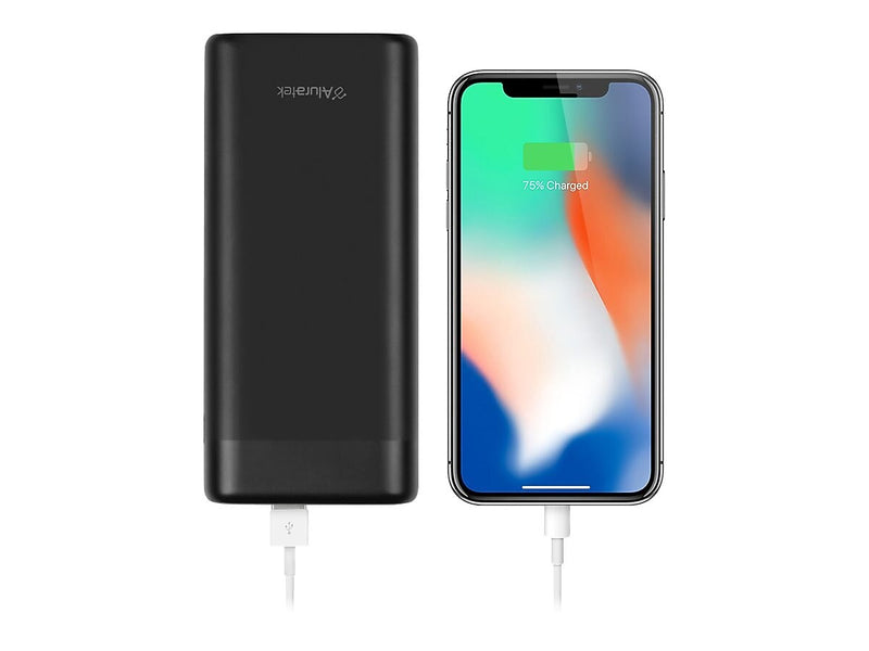 Aluratek USB Power Bank for Most Smartphones, 20000mAh, Black (APBQ20F)
