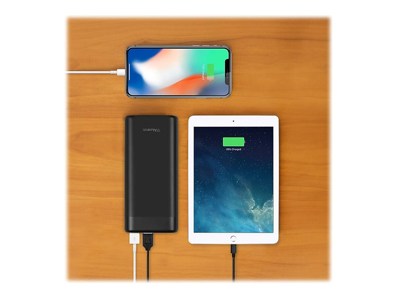 Aluratek USB Power Bank for Most Smartphones, 20000mAh, Black (APBQ20F)