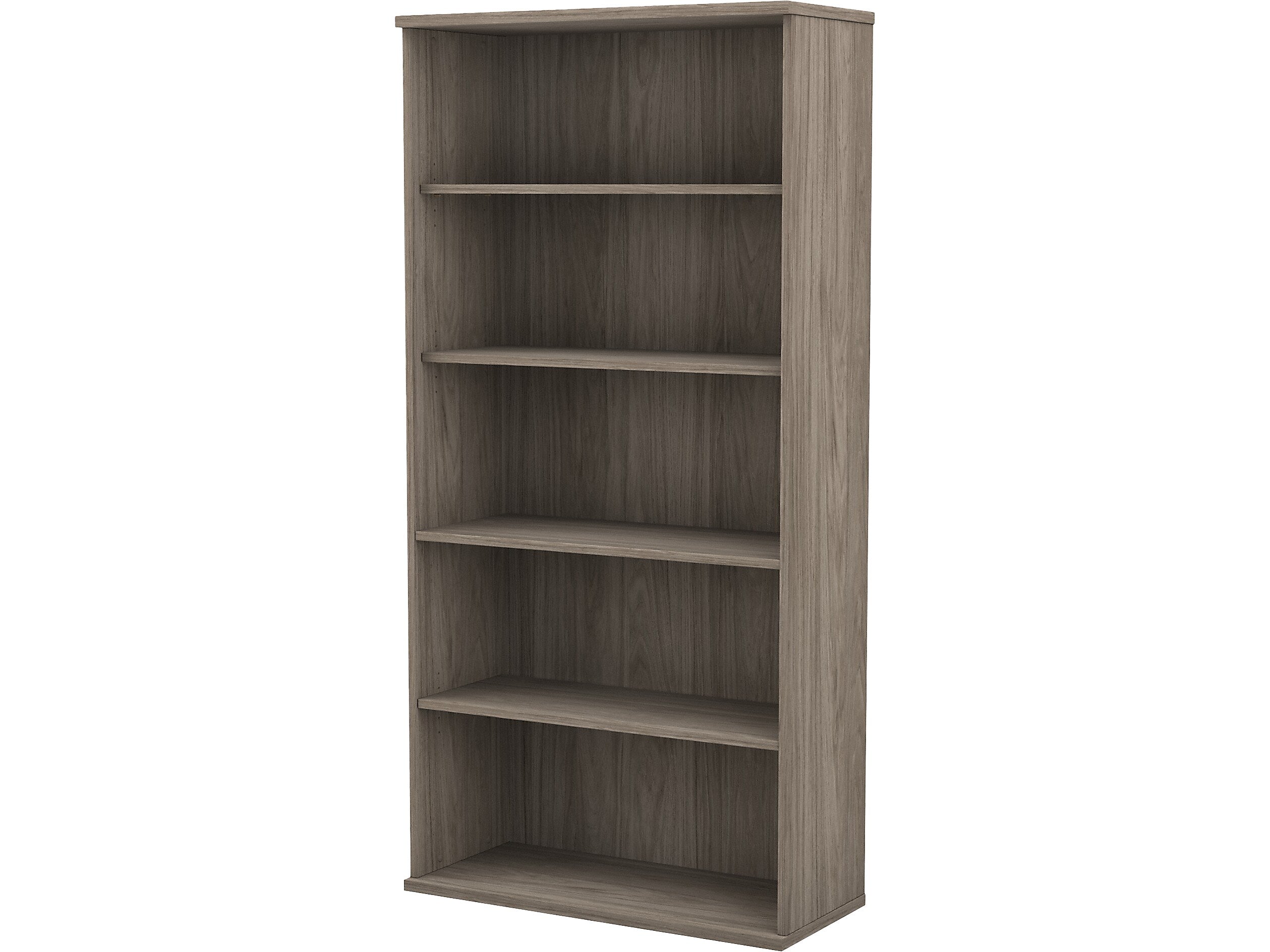 Bush Business Furniture Hybrid 73"H 5-Shelf Bookcase with Adjustable Shelves, Modern Hickory Laminated Wood (HYB136MH-Z)