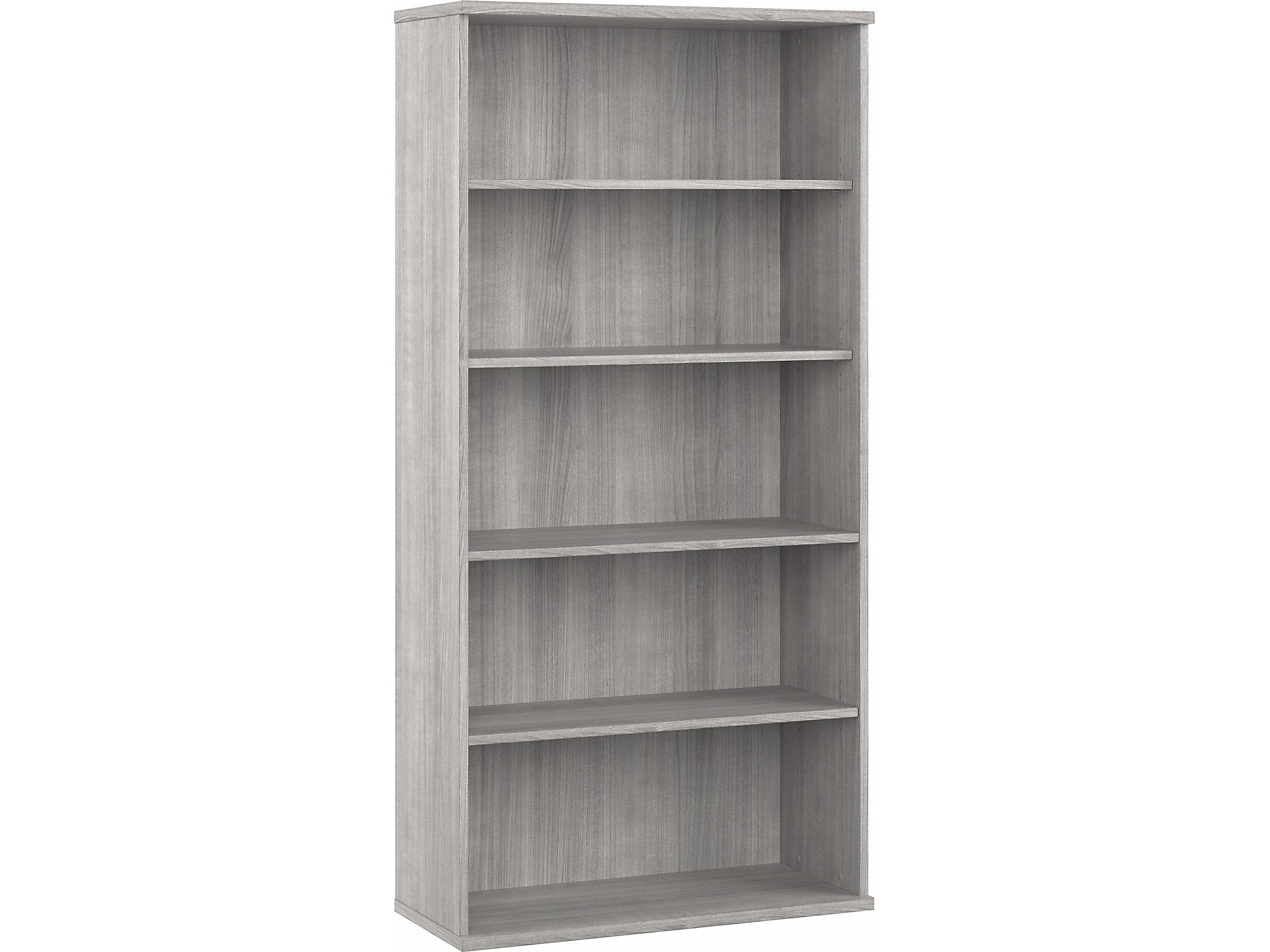 Bush Business Furniture Hybrid 73"H 5-Shelf Bookcase with Adjustable Shelves, Platinum Gray Laminated Wood (HYB136PG-Z)