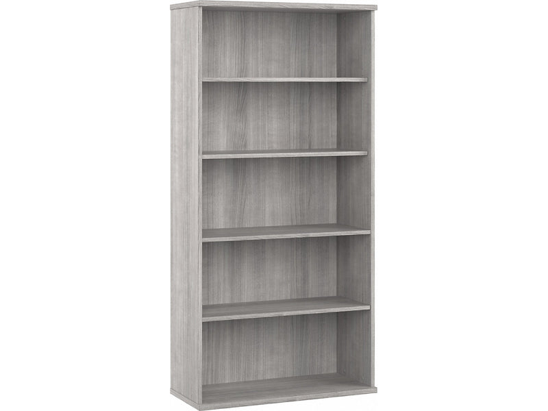 Bush Business Furniture Hybrid 73"H 5-Shelf Bookcase with Adjustable Shelves, Platinum Gray Laminated Wood (HYB136PG-Z)