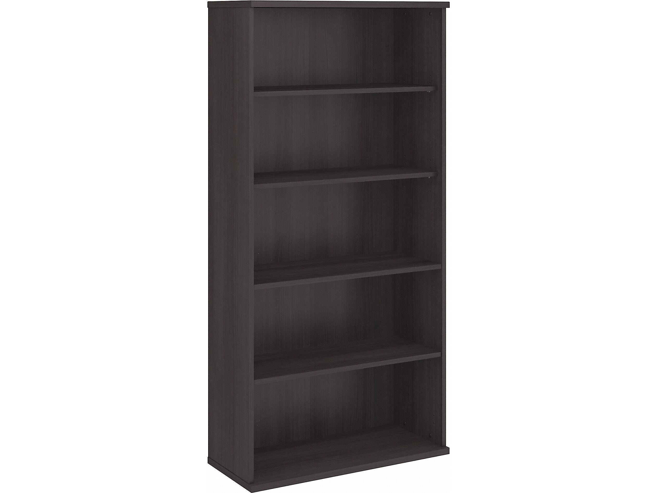 Bush Business Furniture Hybrid 73"H 5-Shelf Bookcase with Adjustable Shelves, Storm Gray Laminated Wood (HYB136SG-Z)