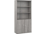 Bush Business Furniture Hybrid 73"H 5-Shelf Bookcase with Doors, Platinum Gray Laminated Wood (HYB024PG)