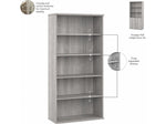 Bush Business Furniture Hybrid 73"H 5-Shelf Bookcase with Doors, Platinum Gray Laminated Wood (HYB024PG)