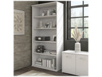 Bush Business Furniture Hybrid 73"H 5-Shelf Bookcase with Adjustable Shelves, White Laminated Wood (HYB136WH-Z)