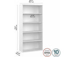 Bush Business Furniture Hybrid 73"H 5-Shelf Bookcase with Adjustable Shelves, White Laminated Wood (HYB136WH-Z)