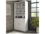 Bush Business Furniture Hybrid 73"H 5-Shelf Bookcase with Adjustable Shelves, White Laminated Wood (HYB136WH-Z)