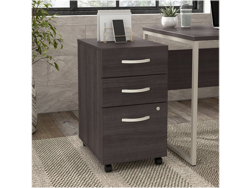 Bush Business Furniture Hybrid 3-Drawer Mobile Vertical File Cabinet, Letter/Legal Size, Lockable, Storm Gray (HYF216SGSU-Z)
