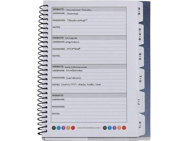 RE-FOCUS THE CREATIVE OFFICE 5.5" x 7" Small Password Keeper Book, Black (11003)