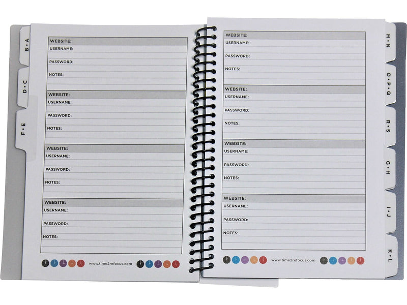RE-FOCUS THE CREATIVE OFFICE 5.5" x 7" Small Password Keeper Book, Black (11003)