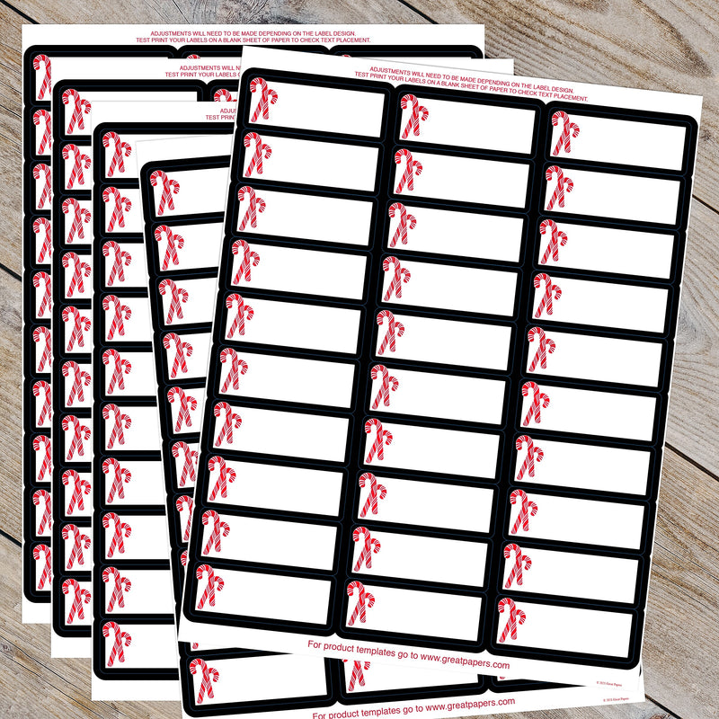 Great Papers Candy Cane Christmas Address Label, White/Red/Black, 120/Pack (2021101)