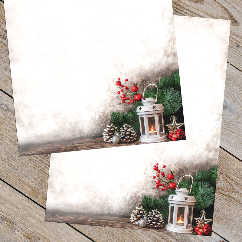 Great Papers Lantern Greetings with Candle and Pine Christmas Letterhead, Multicolor, 50/Pack (2021108)