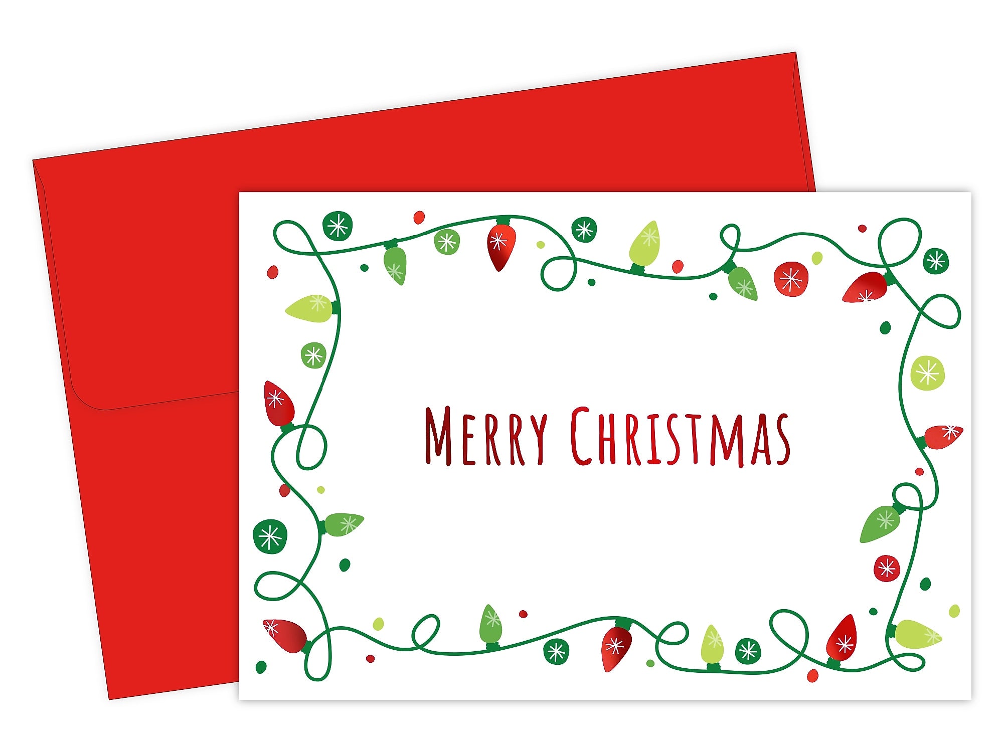 Great Papers Holiday Lights Merry Christmas Uncoated General Use Notecard with Envelope, Multicolor, 50/Pack (2021137)