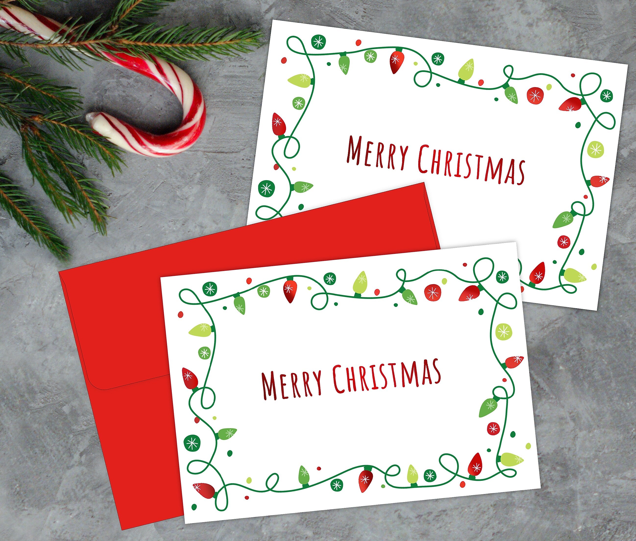 Great Papers Holiday Lights Merry Christmas Uncoated General Use Notecard with Envelope, Multicolor, 50/Pack (2021137)