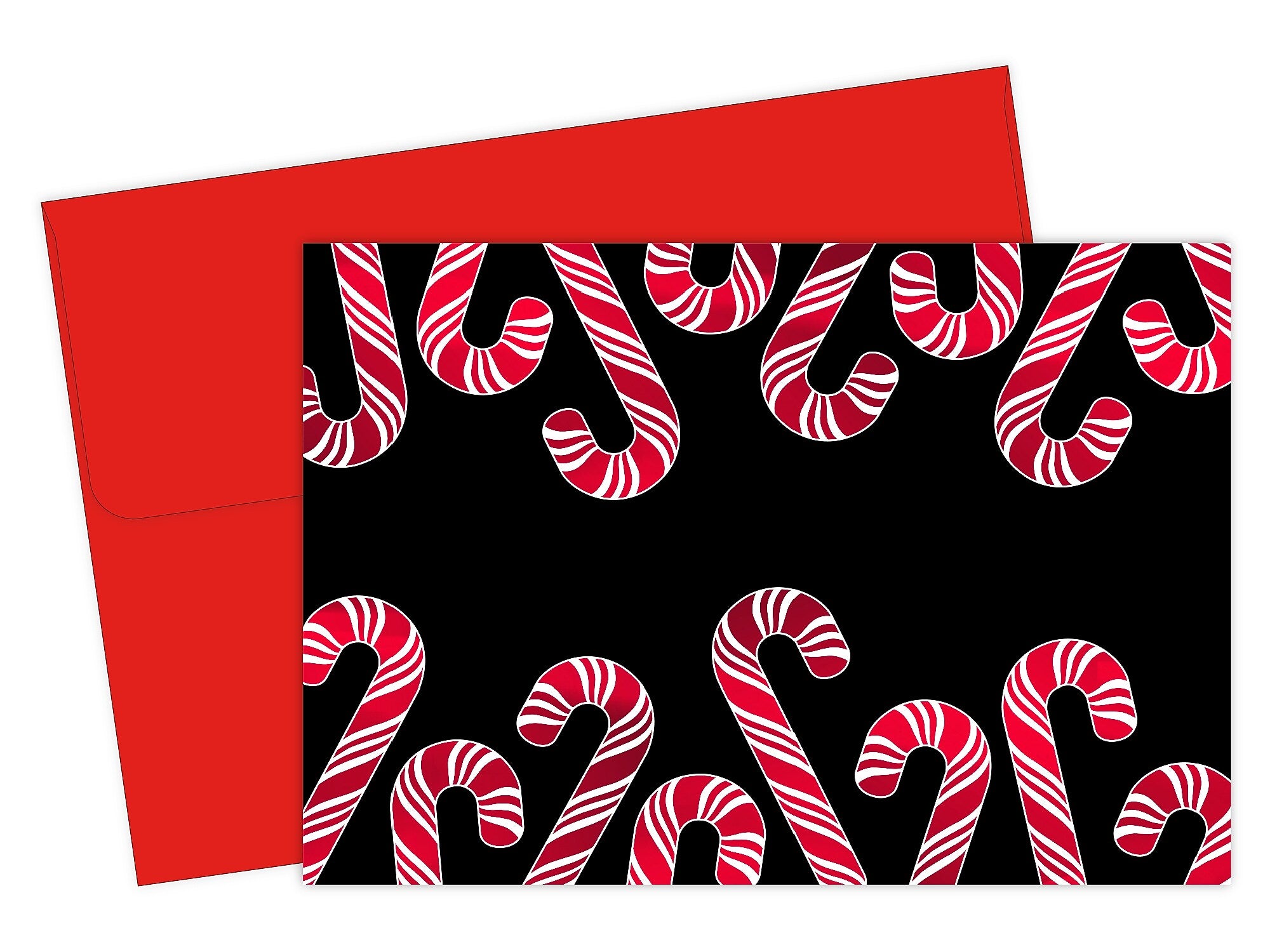 Great Papers Candy Cane Notecard with Envelope, 4.88" x 3.38", Red Foil/Black, 50/Pack (2021139)