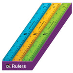 Charles Leonard 12" Plastic Ruler, Translucent Assorted Colors, Pack of 36 (CHL80336ST)