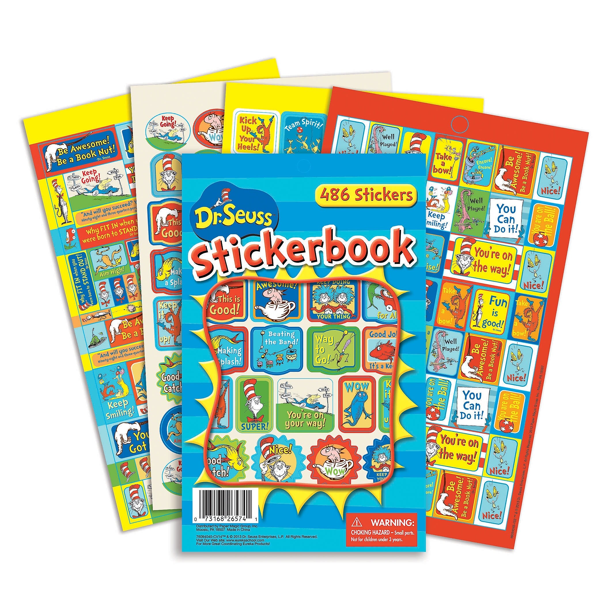 Eureka Dr. Seuss Awesome Sticker Book, 486 Stickers Per Pack, Pack of 3 (EU-609404-3)