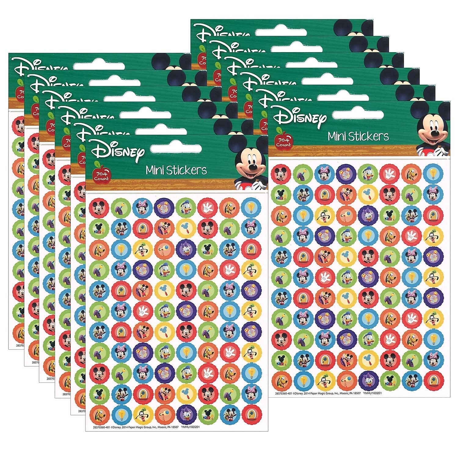 Eureka Mickey Mouse Clubhouse Gears Mini Stickers, 704 Per Pack, 12 Packs (EU-621002-12)