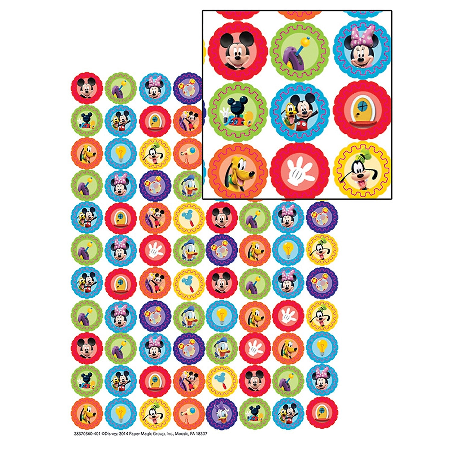 Eureka Mickey Mouse Clubhouse Gears Mini Stickers, 704 Per Pack, 12 Packs (EU-621002-12)