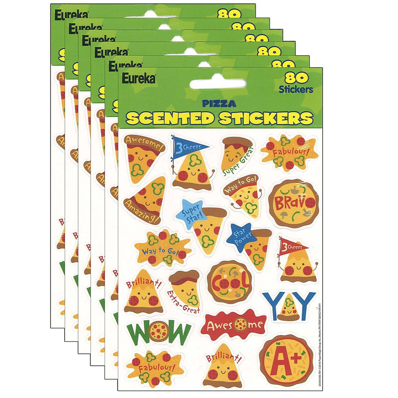 Eureka Pizza Scented Stickers, Assorted Colors, 80/Pack, 6 Packs/Bundle (EU-650934-6)