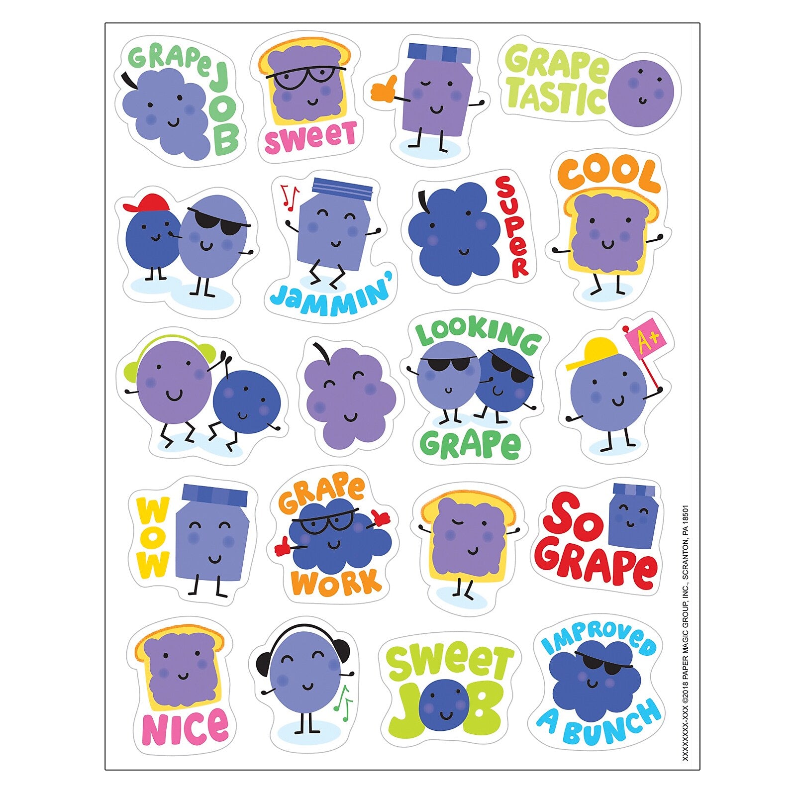 Eureka Grape Scented Stickers, 80 Per Pack, 6 Packs (EU-650943-6)