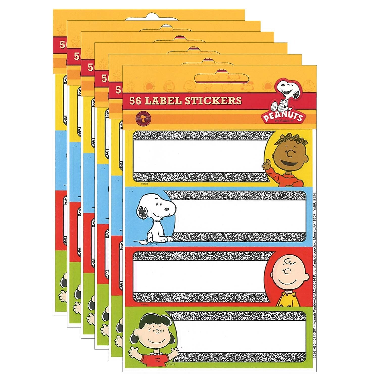 Eureka Peanuts Composition Label Stickers, 56 Per Pack, 6 Packs (EU-656143-6)