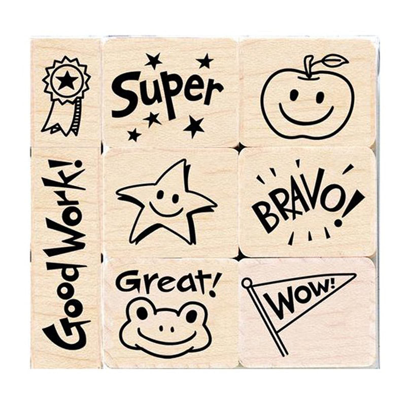 Hero Arts Big 'n' Little Bravo For Teacher, 7" x 7", 8/Set (HOALL599)