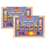 Melissa & Doug Happy Handle Wooden Stamp Set, Multicolored, 2/Bundle (LCI2407-2)