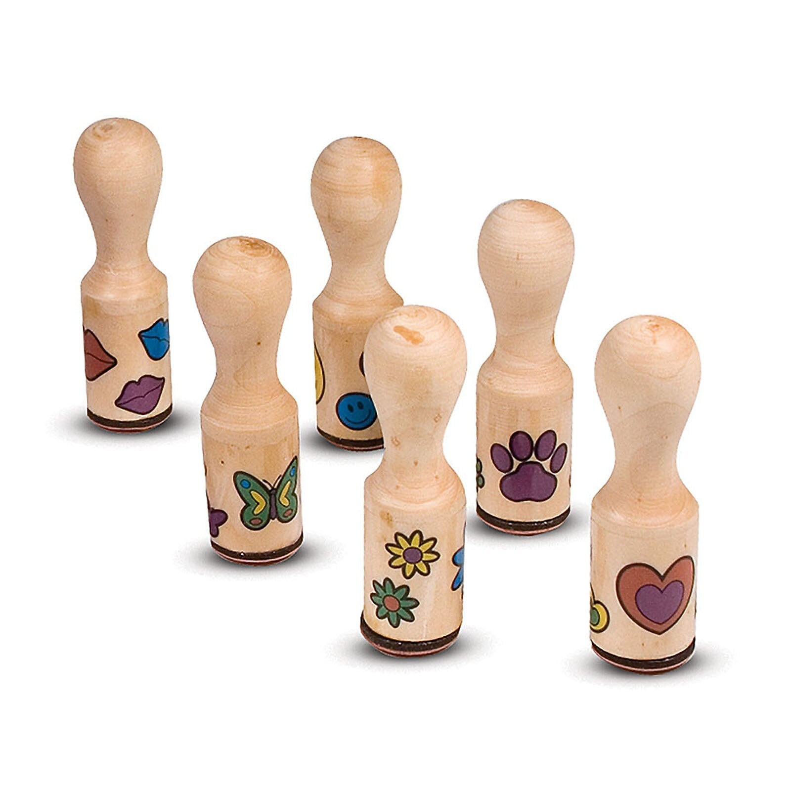 Melissa & Doug Happy Handle Wooden Stamp Set, Multicolored, 2/Bundle (LCI2407-2)