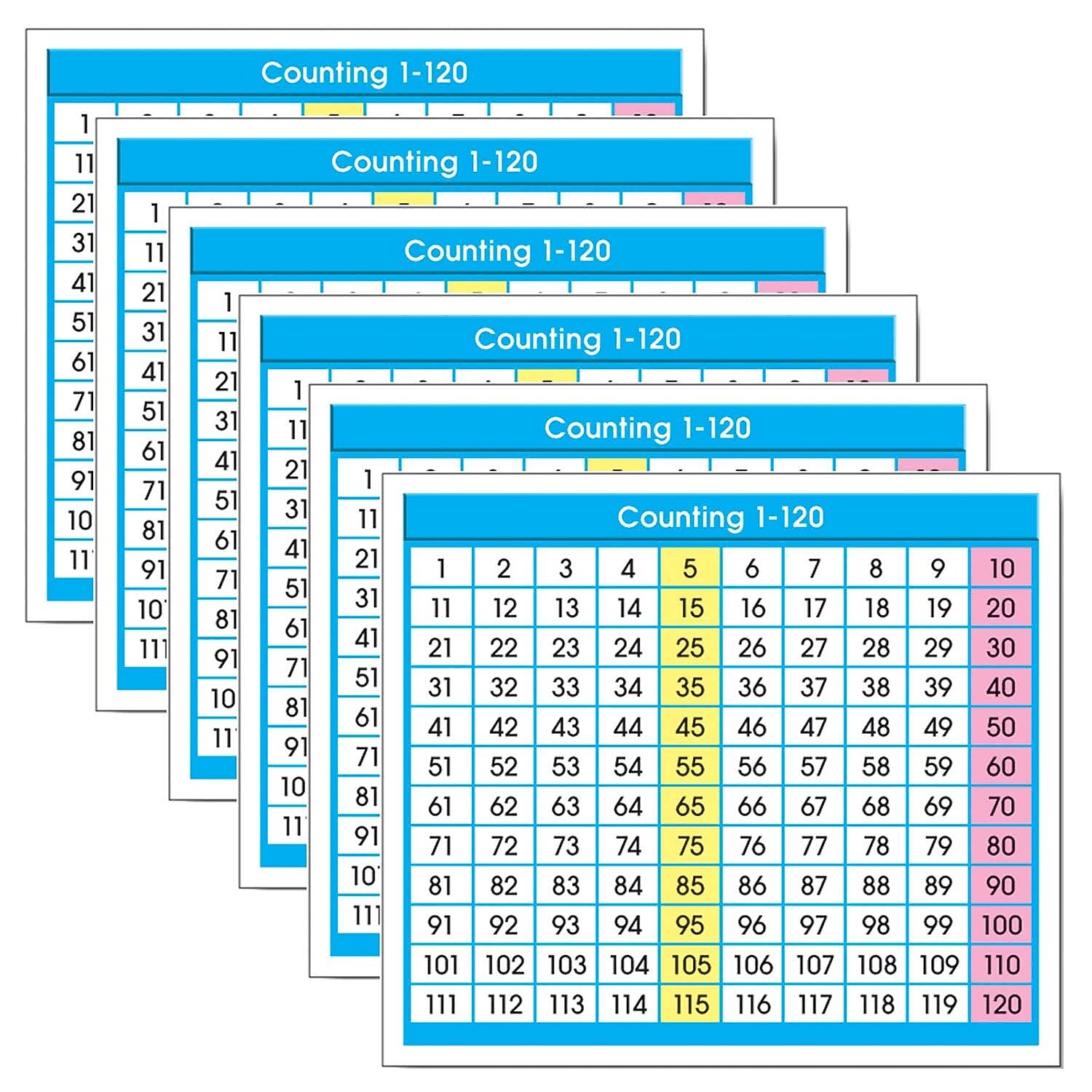 North Star Teacher Resources Adhesive Counting 1-120 Desk Prompts, 36/Pack, 6 Packs (NST9054-6)