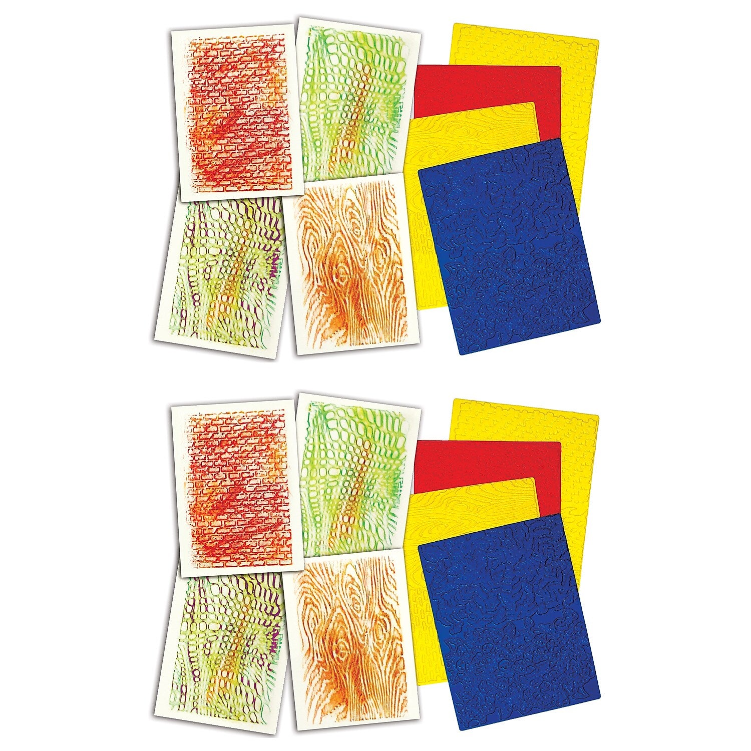 Roylco Texture Rubbing Plates, Assorted, 4 Per Pack, 2 Packs (R-5839-2)