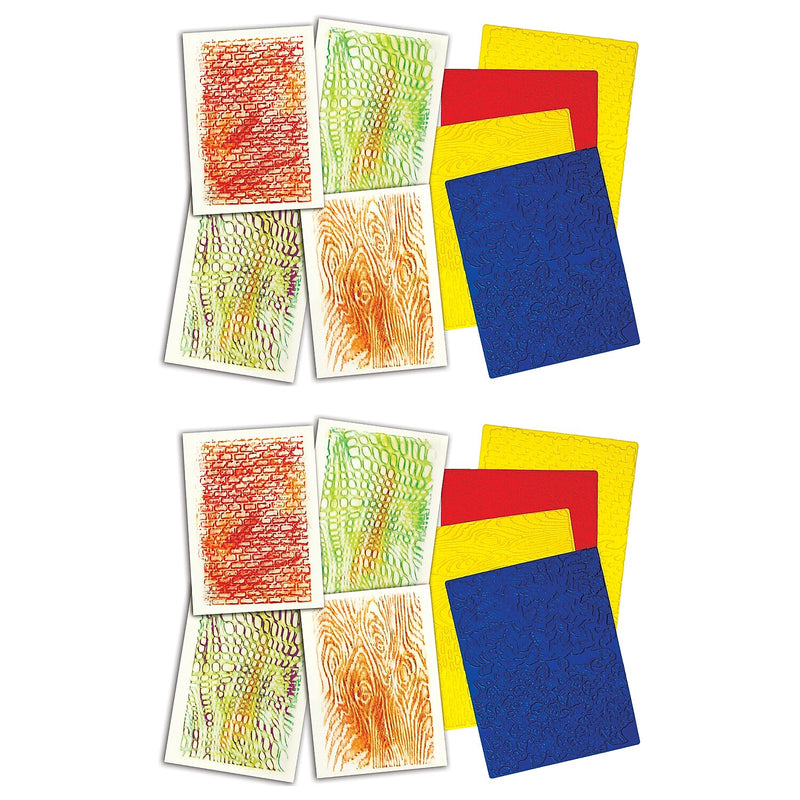 Roylco Texture Rubbing Plates, Assorted, 4 Per Pack, 2 Packs (R-5839-2)