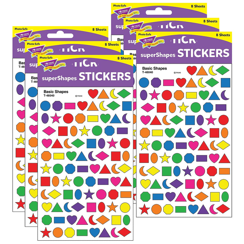TREND Basic Shapes superShapes Stickers, 800 Per Pack, 6 Packs (T-46040-6)